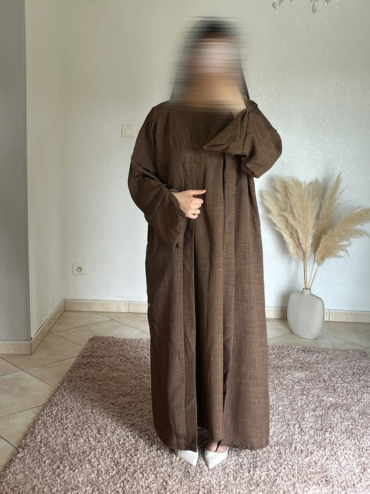 Set Abaya et Kimono - Taupe